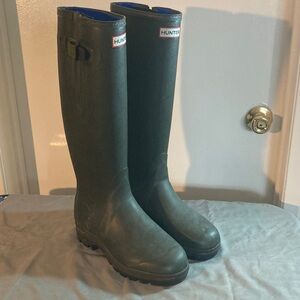 HUNTER Classic Matte Green Rubber Abernethy Neoprene Tall Boots Wellies Wmn 9